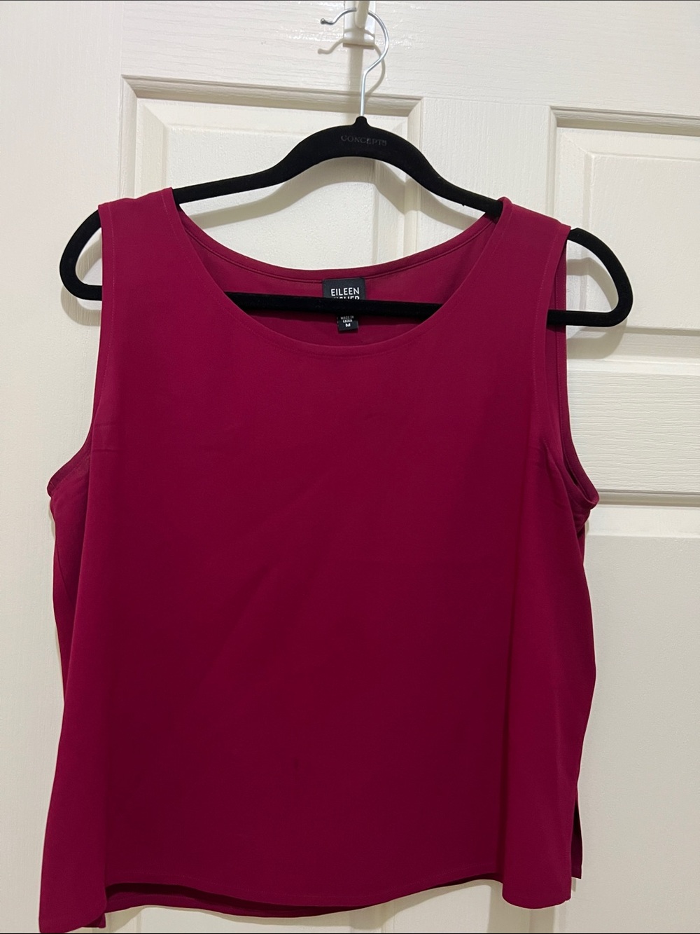 Eileen Fisher Deep Berry Red Sleeveless Scoop-Neck Tank Top (sz m)